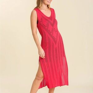 NWT UMGEE Bohemian Coral Crochet Dress Swim Coverup S M L
